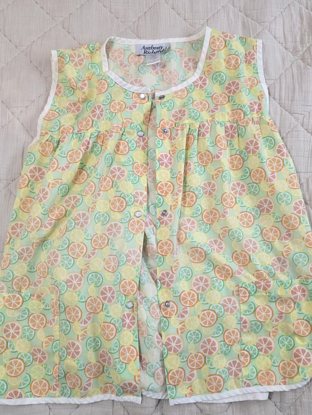 Anthony Richards Sleeveless Citrus Print Snapup Top